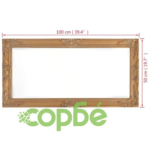 Стенно огледало, бароков стил, 100x50 см, златисто ➤ топ цена ➤ sorbe.bg