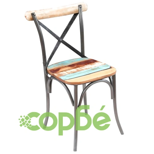 Трапезни столове, 2 бр, регенерирано дърво масив ➤ топ цена ➤ sorbe.bg