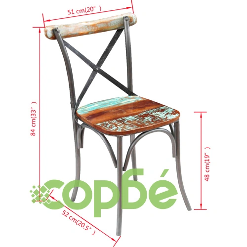 Трапезни столове, 2 бр, регенерирано дърво масив ➤ топ цена ➤ sorbe.bg