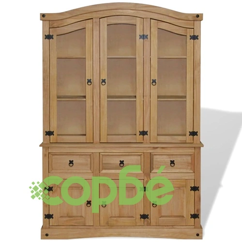 Бюфет с витрина, мексикански бор, стил Корона ➤ топ цена ➤ sorbe.bg