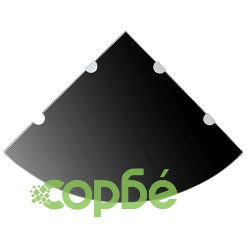 Ъглов рафт от черно стъкло с държачи в цвят хром, 45x45 см ➤ топ цена ➤ sorbe.bg