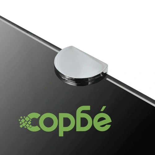 Ъглов рафт от черно стъкло с държачи в цвят хром, 45x45 см ➤ топ цена ➤ sorbe.bg