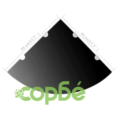 Ъглов рафт от черно стъкло с държачи в цвят хром, 45x45 см ➤ топ цена ➤ sorbe.bg