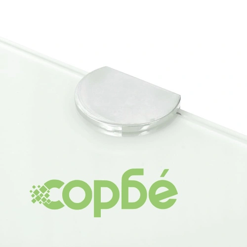 Ъглов рафт с държачи в цвят хром, бяло стъкло, 25x25 см ➤ топ цена ➤ sorbe.bg