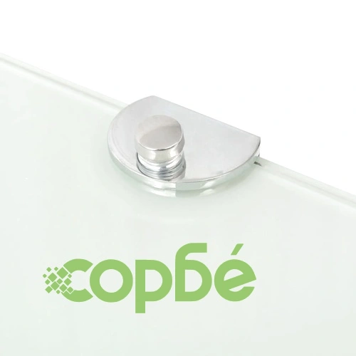 Ъглов рафт с държачи в цвят хром, бяло стъкло, 25x25 см ➤ топ цена ➤ sorbe.bg