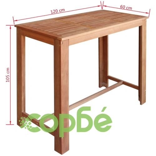 Комплект бар маса и столове, солидно акациево дърво, 5 части ➤ топ цена ➤ sorbe.bg