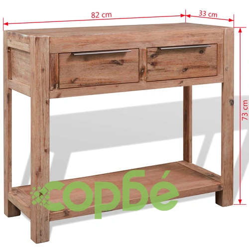Конзолна маса, масивно акациево дърво, 82x33x73 cм ➤ топ цена ➤ sorbe.bg
