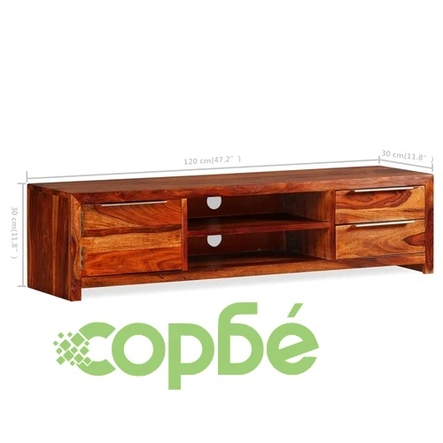 ТВ шкаф, твърдо акациево дърво, 120x30x30 cм ➤ топ цена ➤ sorbe.bg