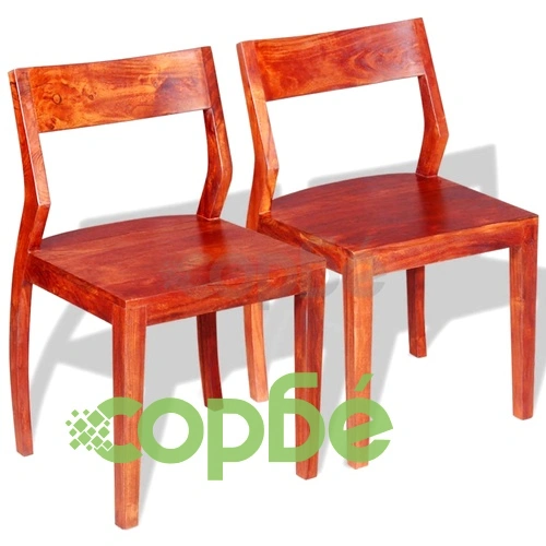 Трапезни столове, 2 бр, акациево дърво масив, акация ➤ топ цена ➤ sorbe.bg