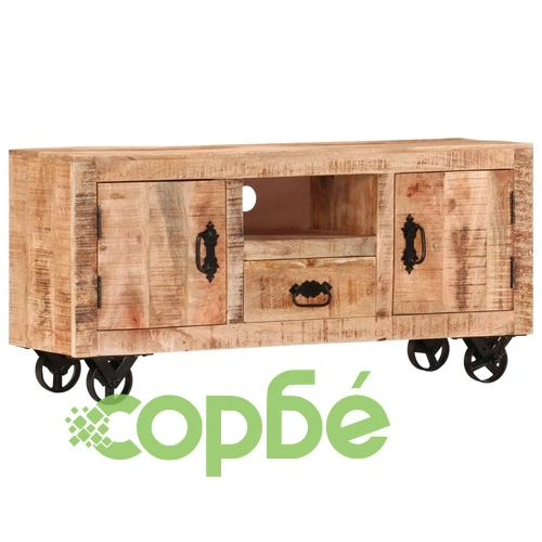 Шкаф за телевизор, груба мангова дървесина, 110x30x50 cм ➤ топ цена ➤ sorbe.bg