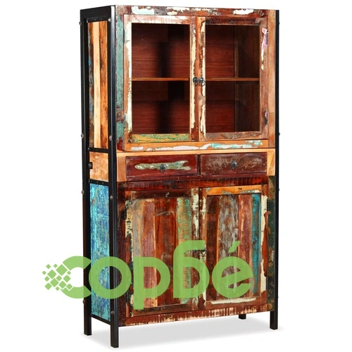 Бюфет, регенерирано дърво масив, 100x40x175 cм ➤ топ цена ➤ sorbe.bg