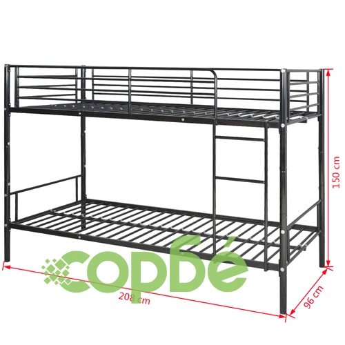 Двуетажно детско легло, черно, метал, 90x200 см ➤ топ цена ➤ sorbe.bg