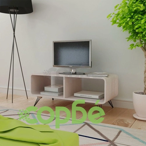 Телевизионен шкаф, 90x39x38.5 см, дървен, сив ➤ топ цена ➤ sorbe.bg
