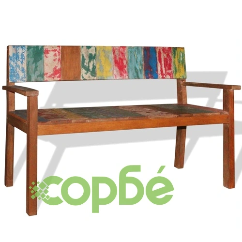 Пейка от регенерирано дърво масив, 120х48х85 см  ➤ топ цена ➤ sorbe.bg