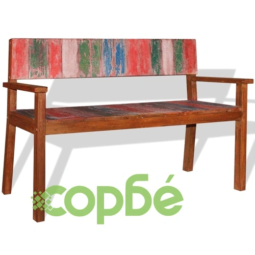 Пейка от регенерирано дърво масив, 120х48х85 см  ➤ топ цена ➤ sorbe.bg
