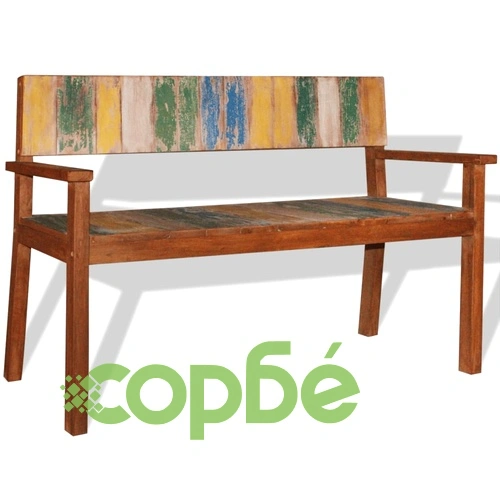 Пейка от регенерирано дърво масив, 120х48х85 см  ➤ топ цена ➤ sorbe.bg