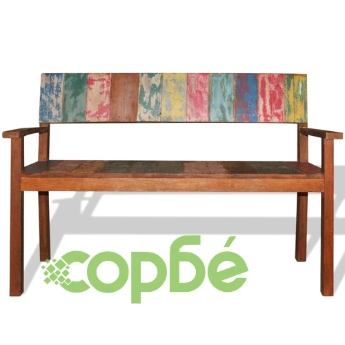 Пейка от регенерирано дърво масив, 120х48х85 см  ➤ топ цена ➤ sorbe.bg