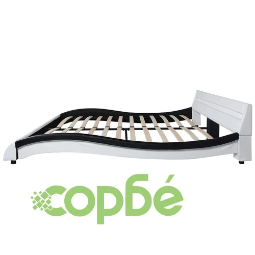 Рамка за легло с LED, черно и бяло, изкуствена кожа, 140x200 cм ➤ топ цена ➤ sorbe.bg