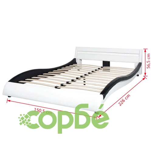 Рамка за легло с LED, черно и бяло, изкуствена кожа, 140x200 cм ➤ топ цена ➤ sorbe.bg