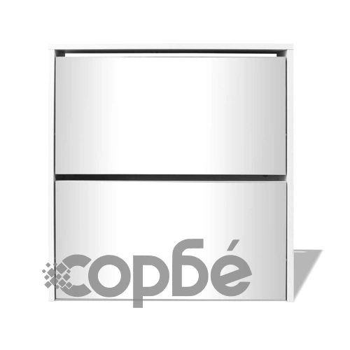 Шкаф за обувки с двойно огледало, бял, 63x17x67 cм ➤ топ цена ➤ sorbe.bg