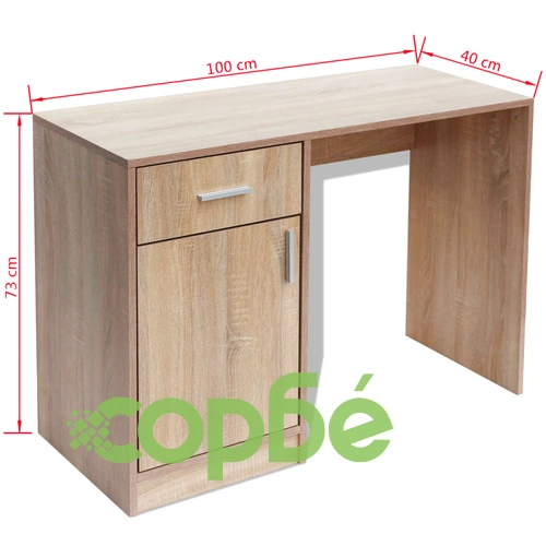 Бюро с чекмедже и шкаф, дъб, 100x40x73 cм ➤ топ цена ➤ sorbe.bg