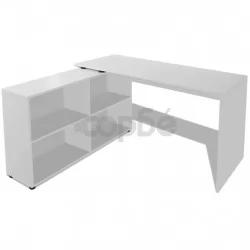 Ъглово бюро с четири рафта, бяло