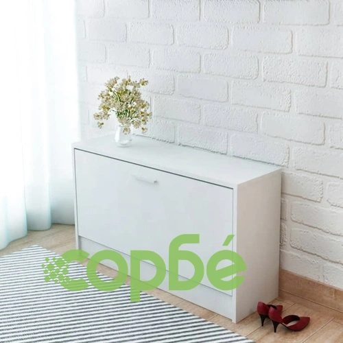 Шкаф за съхранение на обувки пейка, бяло, 80x24x45 cм ➤ топ цена ➤ sorbe.bg
