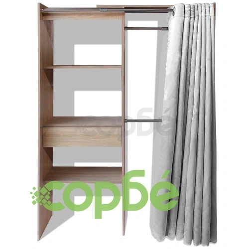 Гардероб с регулируема ширина и завеса, 121-168 см, дъб  ➤ топ цена ➤ sorbe.bg