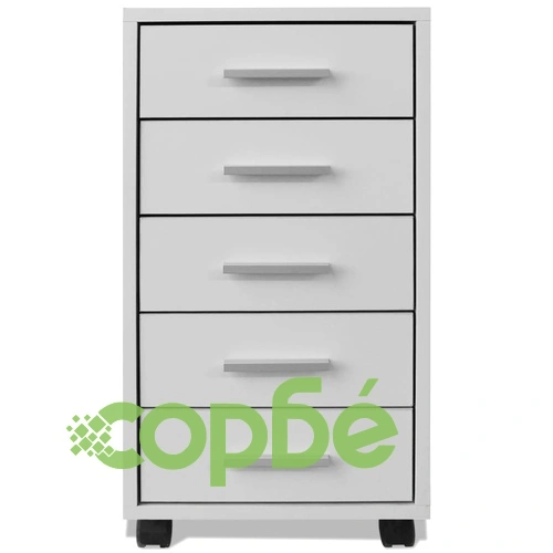 Офис шкаф с колелца, 5 чекмеджета, бял на топ цена от sorbe.bg Офис шкаф с колелца, 5 чекмеджета, бял ➤ топ цена ➤ sorbe.bg