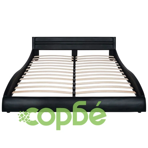 Рамка за легло с LED, черна, изкуствена кожа, 160x200 cм ➤ топ цена ➤ sorbe.bg