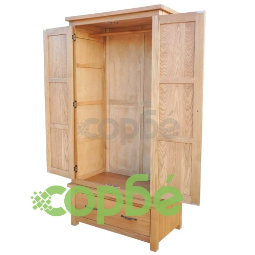 Гардероб с 1 чекмедже, 90x52x183 см, дъбов масив ➤ топ цена ➤ sorbe.bg
