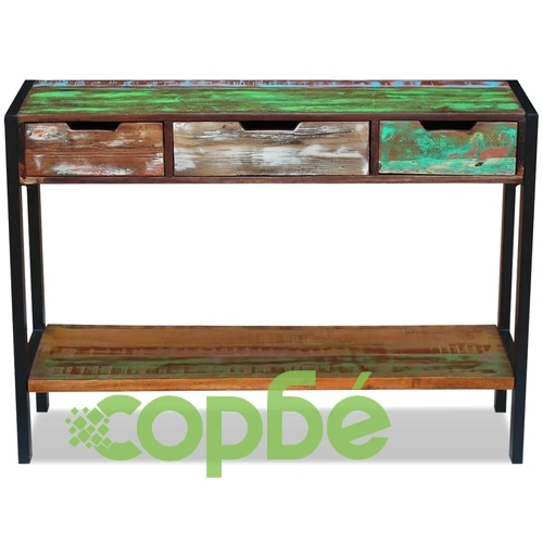 Страничен шкаф с 3 чекмеджета, регенерирано дърво масив ➤ топ цена ➤ sorbe.bg