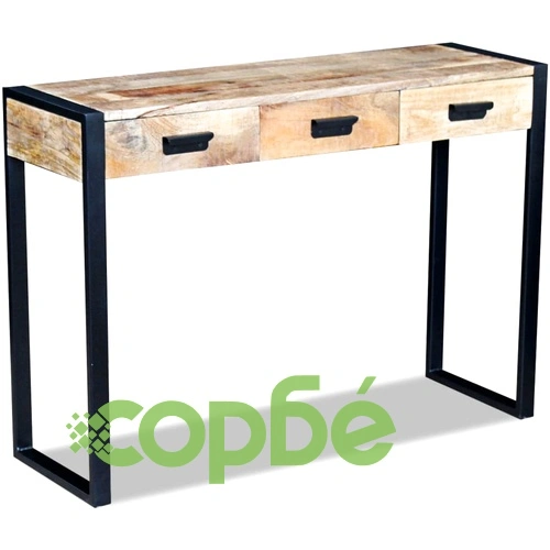 Конзолна маса, 3 чекмеджета, твърдо мангово дърво, 110x35x78 cм ➤ топ цена ➤ sorbe.bg