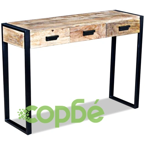 Конзолна маса, 3 чекмеджета, твърдо мангово дърво, 110x35x78 cм ➤ топ цена ➤ sorbe.bg