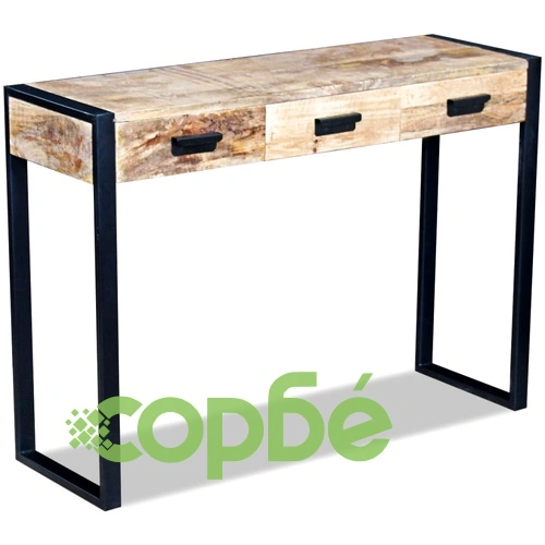 Конзолна маса, 3 чекмеджета, твърдо мангово дърво, 110x35x78 cм ➤ топ цена ➤ sorbe.bg