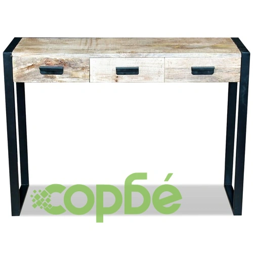 Конзолна маса, 3 чекмеджета, твърдо мангово дърво, 110x35x78 cм ➤ топ цена ➤ sorbe.bg