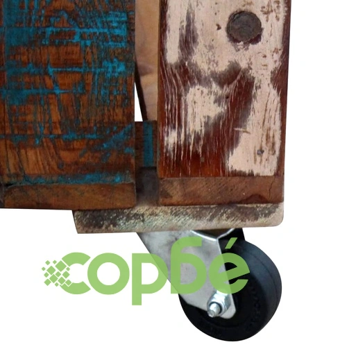 Кафе маса, регенерирано дърво масив, 70x70x35 cм ➤ топ цена ➤ sorbe.bg