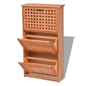 Шкаф за съхранение на обувки, твърдо орехово дърво, 55x20x104cм