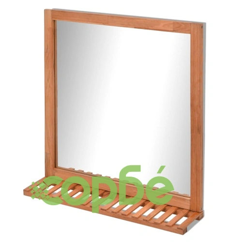 Огледало за баня, солидно орехово дърво, 60x63 см ➤ топ цена ➤ sorbe.bg