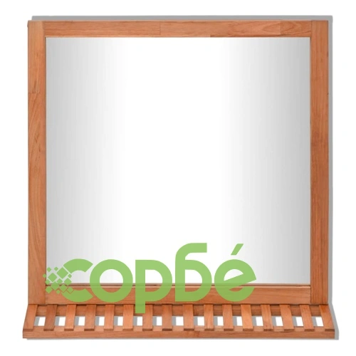 Огледало за баня, солидно орехово дърво, 60x63 см ➤ топ цена ➤ sorbe.bg