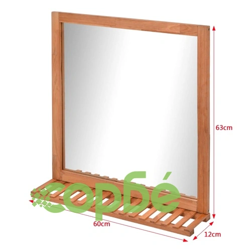Огледало за баня, солидно орехово дърво, 60x63 см ➤ топ цена ➤ sorbe.bg