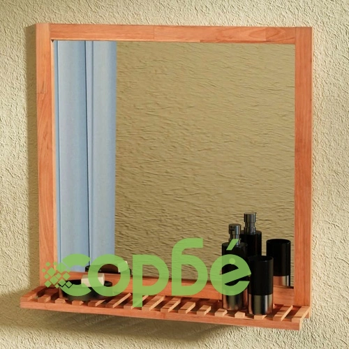 Огледало за баня, солидно орехово дърво, 60x63 см ➤ топ цена ➤ sorbe.bg