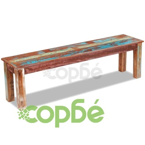 Пейка, регенерирана дървесина масив, 160x35x46 см ➤ топ цена ➤ sorbe.bg