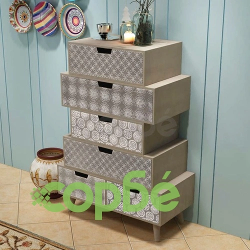 Страничен шкаф с 6 чекмеджета, сив  ➤ топ цена ➤ sorbe.bg