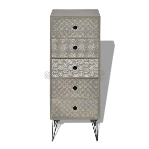 Страничен шкаф с 5 чекмеджета, сив  ➤ топ цена ➤ sorbe.bg