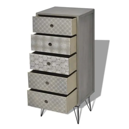 Страничен шкаф с 5 чекмеджета, сив  ➤ топ цена ➤ sorbe.bg