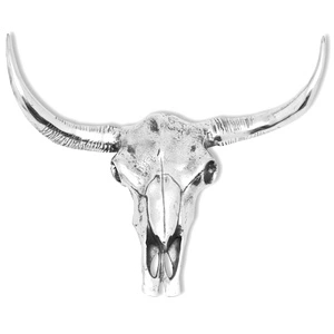 Декоративен череп за монтаж на стена, алуминиево сребро