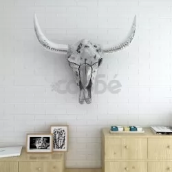 Декоративен череп за монтаж на стена, алуминиево сребро
