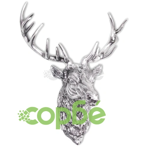 Декоративна глава на елен, монтаж на стена, алуминий, сребрист ➤ топ цена ➤ sorbe.bg