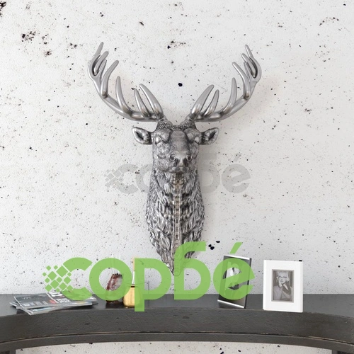 Декоративна глава на елен, монтаж на стена, алуминий, сребрист ➤ топ цена ➤ sorbe.bg